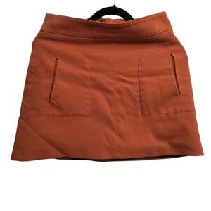 Zara Woman Rust A-Line Mini Skirt Size M‎ Mod Retro Dark Academia Autumn Chic